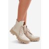 Členkové topánky na podpätku  béžové kód obuvi 2831/054 (Veľkosť 39)