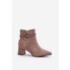 Dámské Botky z eko semišuové Na Podpatku S Nosky Ve Špičce Hnědé Terivannes (Veľkosť 41)
