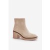 Zateplené semišové topánky na podpätku Beige Lerallea (Veľkosť 40)