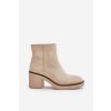 Zateplené semišové topánky na podpätku Beige Lerallea (Veľkosť 40)