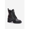 Zateplené Kotníkové Boty Na Masivním Podpatku Přírodní Kůže Černé Vinceza 66676 (Veľkosť 40)