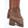 Kožené Dámské Botky Na Sloupku Tmavě Hnědé Lemar Leocera (Veľkosť 37)