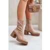Členkové topánky na podpätku  béžové kód obuvi HY42-739 BEIGE (Veľkosť 39)