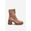 Členkové topánky na podpätku  béžové kód obuvi HY42-739 BEIGE (Veľkosť 39)