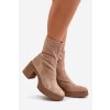 Členkové topánky na podpätku  béžové kód obuvi HY42-739 BEIGE (Veľkosť 39)