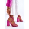 Ružové dámske sandále na stĺpovom podpätku s eko kožou, kód produktu FY2125-3 FUSHIA