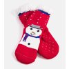 Červené zateplené ponožky so snehuliakom Challim PW-063 RED SNOWMAN 39-42 - GM (Veľkosť 39-42)