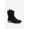Zateplené boty s řasením na nízkém podpatku černé Elletinnia (Veľkosť 39)