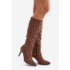Kozačky Na Podpatku S Pantherovým Vzorem Hnědé Reanwenna (Veľkosť 37)