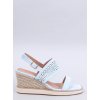 Dámske modré semišové sandále na členku s dierovaním, 6-9 cm, kód produktu 7210