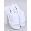 Dámske biele dierované šľapky z textilu na bežné nosenie, kód produktu 840