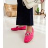 Ružové mokasíny zdobené reťazcom Kuens G418 FUSHIA 38 - GM (Veľkosť 38)