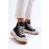 Dámske čierne textilné tenisky na rovnej podrážke s výškou zvršku 11 cm, kód produktu 24SP26-6736 BLACK