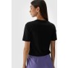Dámske čierne bavlnené tričko s krátkym strihom, priliehavé, F1701-20S