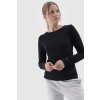 Čierne dámske tričko s dlhým rukávom a crop strihom z bavlny 4F F376-20S