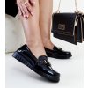 Čierne lakované mokasíny s ozdobným pásikom Marlisa TH2413-1 BLACK SHINING PU 38 - GM (Veľkosť 38)