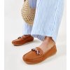 Hnedé mokasíny zdobené zirkónmi Adiba D0075 CAMEL 38 - GM (Veľkosť 38)