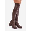 Hnedé dámske členkové čižmy z eko kože na stĺpovom podpätku s možnosťou zapnutia na zips, kód produktu JA-24 BROWN