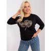 Dámska čierna blúzka plus size z bavlny a elastanu, kód RV-BZ-9191.78