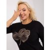 Dámska čierna blúzka plus size z bavlny a elastanu, kód RV-BZ-9191.78