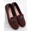 Dámske hnedé dierované mokasíny z textilu na bežný deň, okrúhla špička, kód DF882