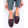 Dámske hnedé dierované mokasíny z textilu na bežný deň, okrúhla špička, kód DF882