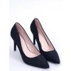 Dámske čierne lodičky s ihlovou podpätkou nad 9cm z textilného materiálu, elegantný štýl, špičatá špička, FM3015