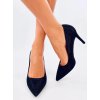 Dámske čierne lodičky s ihlovou podpätkou nad 9cm z textilného materiálu, elegantný štýl, špičatá špička, FM3015