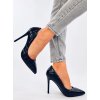 Dámske čierne lodičky z ekokože na ihlovo-powerżej 9cm podpätku, elegantný štýl, špičatá špička, kód T3D82188-2