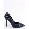 Dámske čierne lodičky z ekokože na ihlovo-powerżej 9cm podpätku, elegantný štýl, špičatá špička, kód T3D82188-2