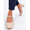 Dámske béžové lodičky z ekokože s okrúhlou špičkou a podpätkom do 6 cm, kód 702