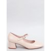 Dámske béžové lodičky z ekokože s okrúhlou špičkou a podpätkom do 6 cm, kód 702