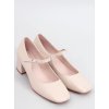 Dámske béžové lodičky z ekokože s okrúhlou špičkou a podpätkom do 6 cm, kód 702
