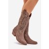 Semišové Kozačky S Vyřezávaným Zvrškem Hnědé Zazoo 3609 (Veľkosť 37)