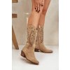 Semišové kozačky s perforovaným svrškem Béžové Zazoo 3714 (Veľkosť 39)