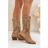 Semišové kozačky s perforovaným svrškem Béžové Zazoo 3714 (Veľkosť 39)