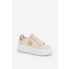 Dámske béžovo-zlaté tenisky z ekologickej kože na rovnej podrážke, kód YH37 BEIGE/GOLD