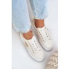 Dámske béžovo-zlaté tenisky z ekologickej kože na rovnej podrážke, kód YH37 BEIGE/GOLD