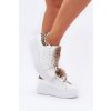 Dámske biele tenisky z eko kože na plnej podrážke, kód 9148 LEOPARD