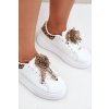 Dámske biele tenisky z eko kože na plnej podrážke, kód 9148 LEOPARD