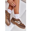 Dámske hnedé tenisky na ploške z eko semišu L-520 LEOPARD