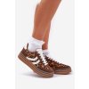 Dámske hnedé tenisky na ploške z eko semišu L-520 LEOPARD