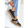 Dámske čierne tenisky na ploške z eko semišu L-520 BLACK