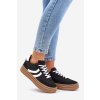 Dámske čierne tenisky na ploške z eko semišu L-520 BLACK