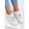 Dámske biele tenisky z eko kože na ploške, kód 6488 SILVER