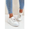 Dámske biele tenisky z eko kože na ploške, kód 6488 SILVER
