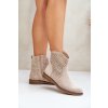 Béžové dámske členkové topánky z EKO semišu na nízkom podpätku, A2906-8 BEIGE