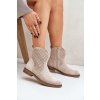 Béžové dámske členkové topánky z EKO semišu na nízkom podpätku, A2906-8 BEIGE