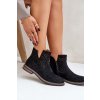 Čierne dámske členkové topánky z EKO semišu, rovná podrážka, A2905 BLACK