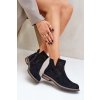 Čierne dámske členkové topánky z EKO semišu, rovná podrážka, A2905 BLACK